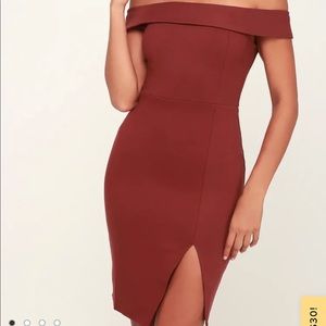 LULUS WAY OF LOVE RED OFF SHOULDER BODYCON DRESS